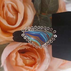 Rainbow Calsilica Ring - Size 6